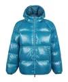 Pyrenex Hooded Down Jacket Sten With Elastic Cuffs In Blue