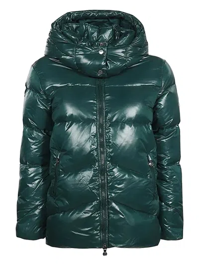 Pyrenex Hooded Zip-up Down Jacket In Green