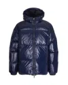 Pyrenex Piumino Bomber Laccato Con Cappuccio Blue In Blue