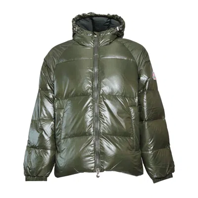 Pyrenex Khaki Nylon Sten 3 Shiny Puffer Jacket With Hood In Grey