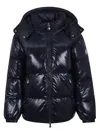 Pyrenex Lively Long Hooded Quilted Jacket In Blue