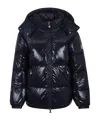 Pyrenex Lively Long Hooded Quilted Jacket In Blue