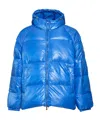 Pyrenex Light Blue Nylon Sten Shiny Puffer Jacket With Hood In Blue