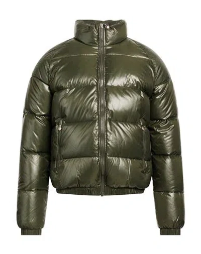 Pyrenex Man Puffer Military Green Size L Recycled Polyamide In Brown
