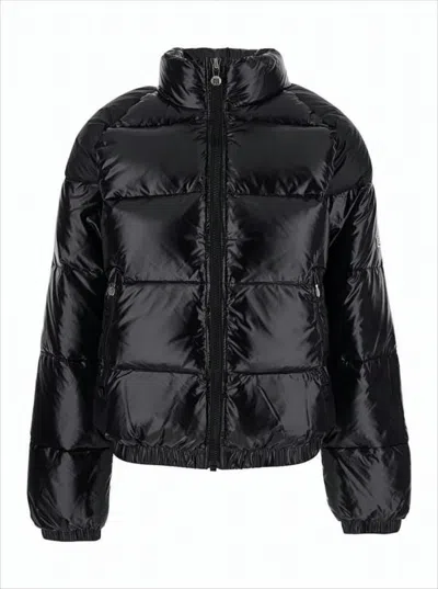 PYRENEX SHINY QUILTED PUFFER JACKET WITH HIGH COLLAR AND LOGO PATCH