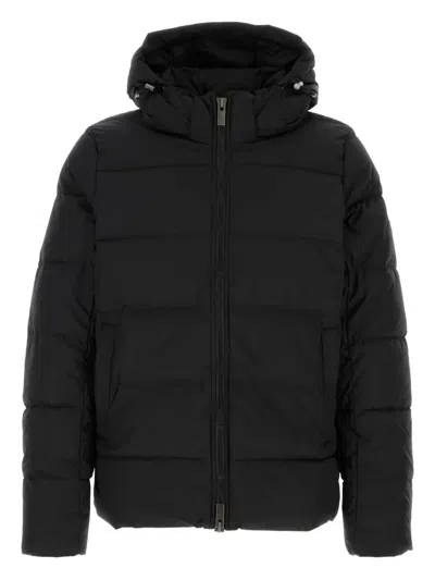 Pyrenex Hooded Padded Down Jacket With Quilted Design In Black