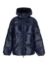 Pyrenex 'sten' Blue Down Jacket With Drawstring Hood And Logo Patch In Technical Fabric Unisex In Blue