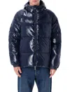 Pyrenex Blue Nylon Sten Shiny Puffer Jacket With Hood In Blue