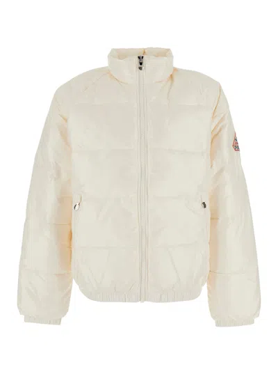 Pyrenex Unisex High-neck Quilted Down Jacket With Logo Sleeve Patch In White