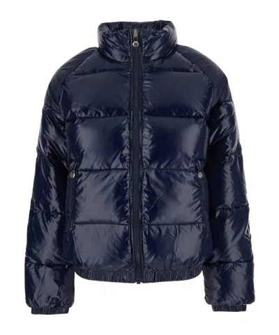 Pyrenex 'vintage Mythic' Blue Down Jacket With Stand-up Collar And Logo Patch On The Sleeve In Tech Fabric U
