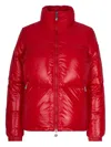Pyrenex Fitted Glossy Nylon Puffer Jacket With Padded Pockets In Red