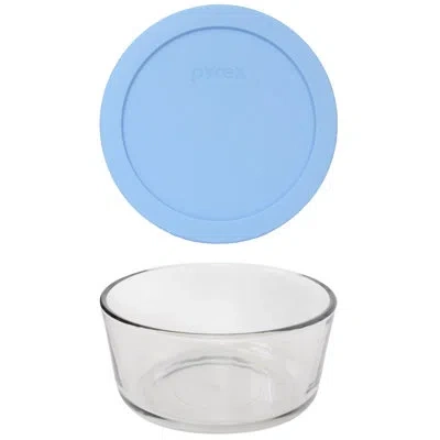 Pyrex (1) 7201 4 Cup Glass Bowl & (1) 7201-pc Lid In Blue Cornflower