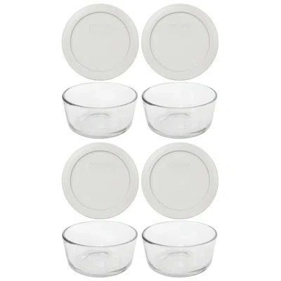 Pyrex 7200 Glass Bowls & 7200-pc Matching Lids In Sleek Silver