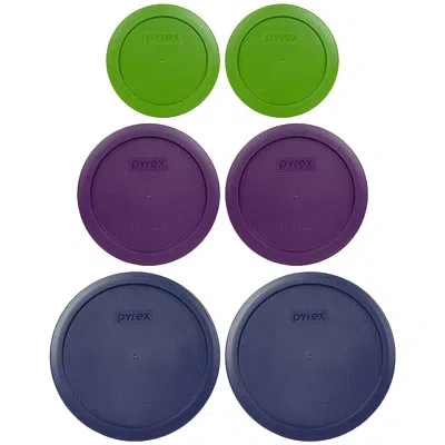 Pyrex 7200-pc Lawn Green, 7201-pc Purple, And 7402-pc Blue Lid Bundle