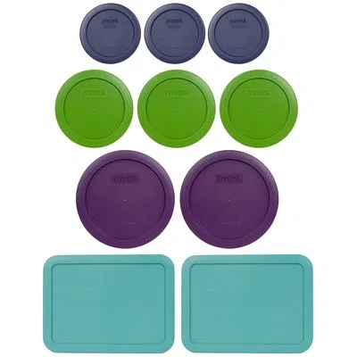 Pyrex 7202-pc Blue, 7200-pc Lawn Green, 7201-pc Purple, 7210-pc Turquoise Lid Bundle