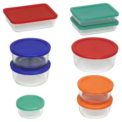 Pyrex 9-pack Glass Food Storage Container Set With Lids, Mixed Sizes In Multi