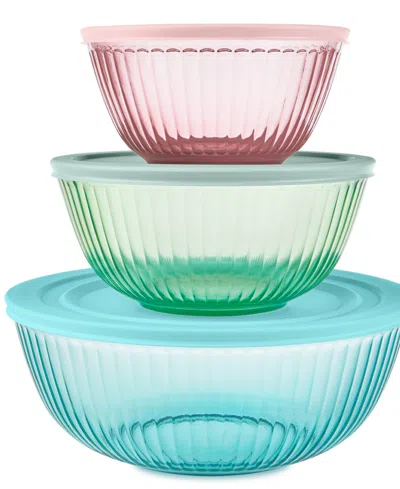 Pyrex Colors Sculpted Tinted Dreams 6-piece Mixing Bowl Set In Multi