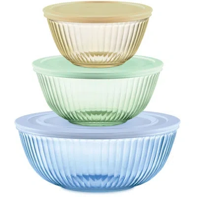 Pyrex Colors Sculpted/tinted Dreams 3-pack Mixing Bowl Set In Multi