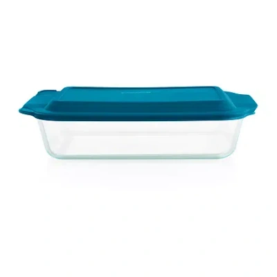 Pyrex Deep 9x13" Glass Deep Baking Dish With Lid In Blue