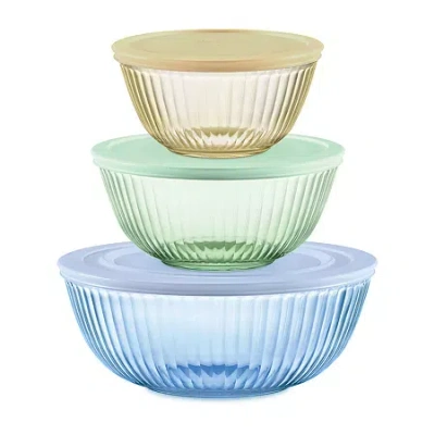 Pyrex Sculpted Tinted 6-pc. Glass Mixing Bowl Set In Multi