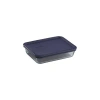 Pyrex Simply Store 3-pack Rectangular Glass Storage Set With Blue Lids In Clear