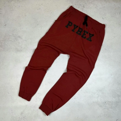 Pre-owned Pyrex Vision X Vintage Pyrex Virgil Abloh Sweatpants Y2k Drip Front Logo Big In Red