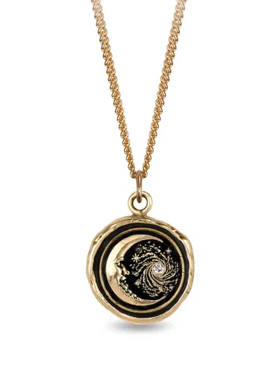Pyrrha 14k Yellow Gold Trust The Universe Talisman Diamond Pendant Necklace In Black