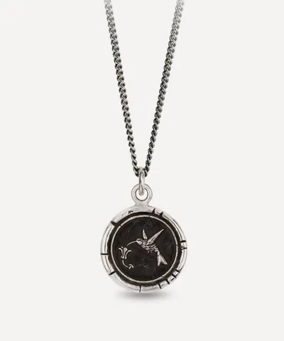 Pyrrha Sterling Silver Hummingbird Pendant Necklace In Metallic