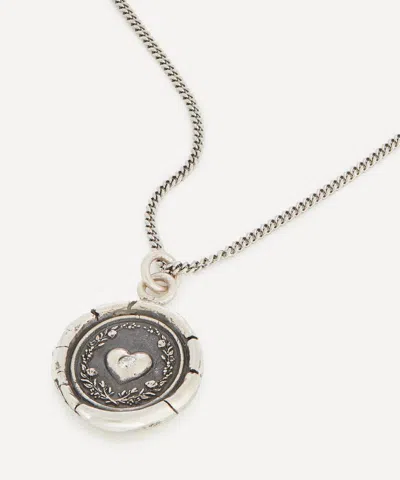 Pyrrha Sterling Silver Self-love Diamond Set Talisman Necklace In Metallic