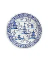 Q Squared Pagoda Dinner Plates, Set Of 4 In White,blue