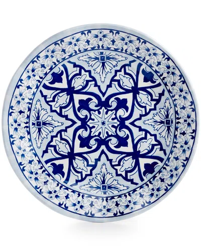Q Squared Talavera Azul Collection Melamine 8" Salad Plate, Set Of 4 In Multi