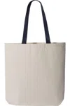 Q-tees 11l Canvas Tote With Contrast-color Handles In Multi