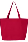 Q-tees 25l Zippered Tote In Red