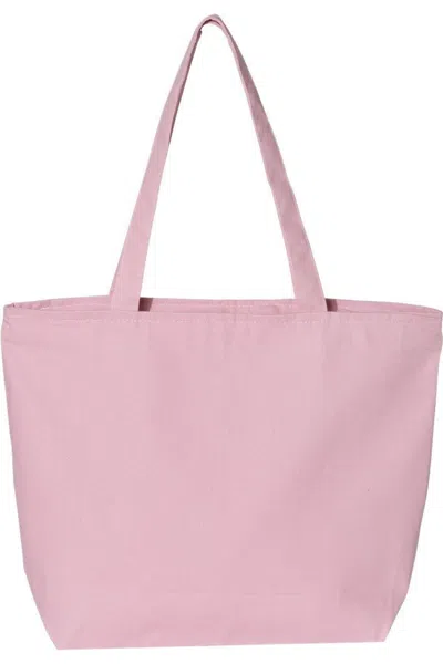 Q-tees 25l Zippered Tote In Pink