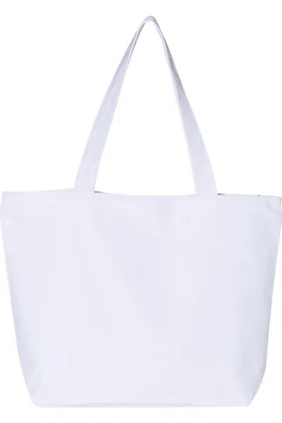 Q-tees 25l Zippered Tote In White