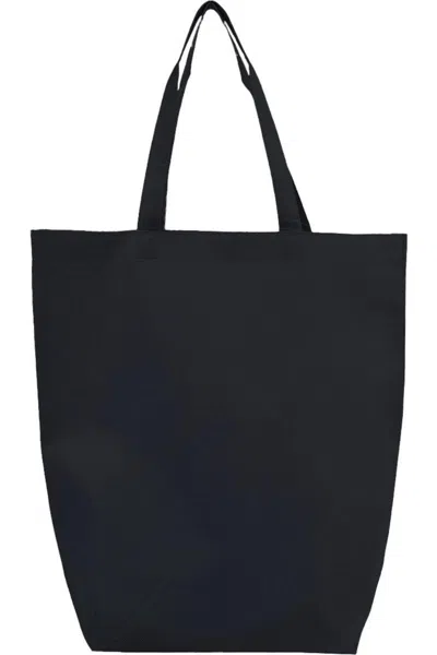 Q-tees Non-woven Gusset Bottom Tote In Black