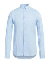 Q1 Man Shirt Blue Size 15 Cotton, Polyamide, Elastane In Blue