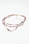 Q2 3 In 1 Necklace With Multicolor Stones In Gold, Red In Multi
