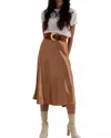 Q2 Allison Abstract Midi Skirt In Animal Print In Brown