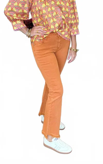 Q2 Asymmetrical Raw Hem Flare Jeans In Orange