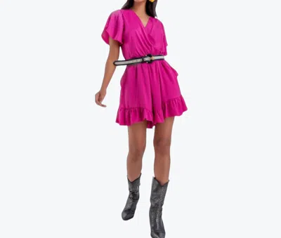 Q2 Barbie Wrap Romper In Hot Pink