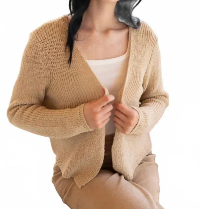 Q2 Breezy Open Cardigan In Beige In Brown