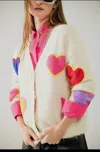 Q2 Cardigan With Embroidered Heart In Beige In Beige