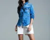 Q2 Chambray Pearl Snap Shirt In Blue