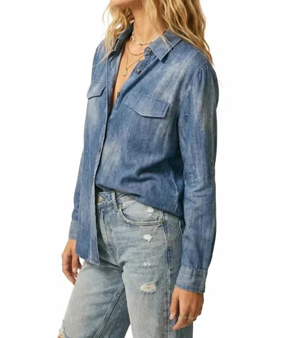 Q2 Chiffon Shirt With Strass Details In Blue