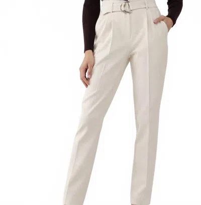 Q2 Cigarette Pants With Paperbag Waist In Cream In White