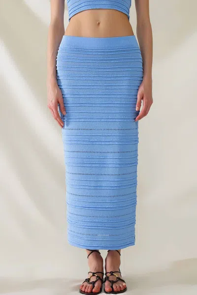 Q2 Crochet Knit Midi Skirt In Blue