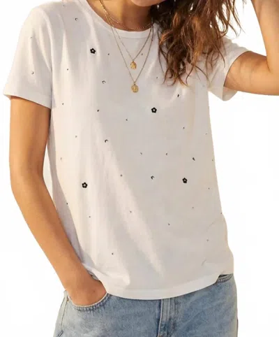Q2 Embellished T-shirt With Strass In White