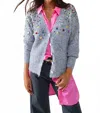 Q2 Embroidered Sequins V-neck Cardigan In Gray In Gray