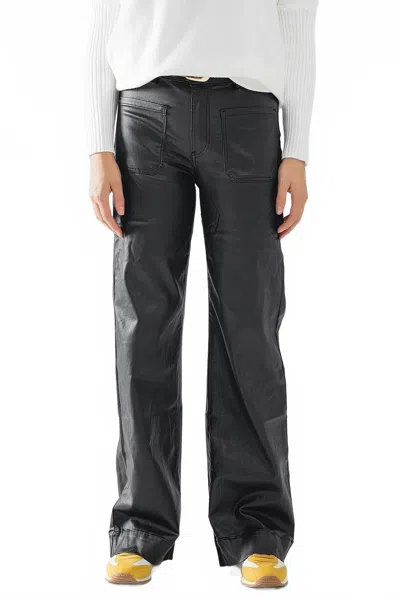 Q2 Faux Leather Wide Leg Pants In Black